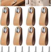 Maniglie in pelle beige - 8 pezzi - Maniglie porta - Maniglie cassetto - Stile vintage - Dimensioni 65 mm x 25 mm