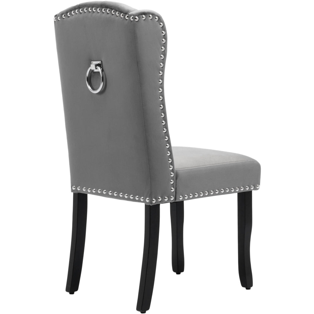 Sedie da Pranzo in Velluto con Gambe in Legno ¨C Xylo ¨C Set 2 Pezzi, Grigio