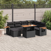 Set Divani da Giardino con Cuscini 8 pz Nero in Polyrattan 3273631