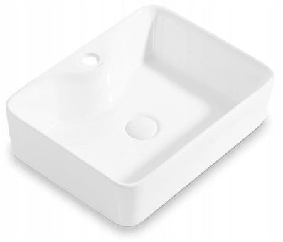 Lavabo da appoggio in ceramica bianco rettangolare 47 cm x 37 cm grande