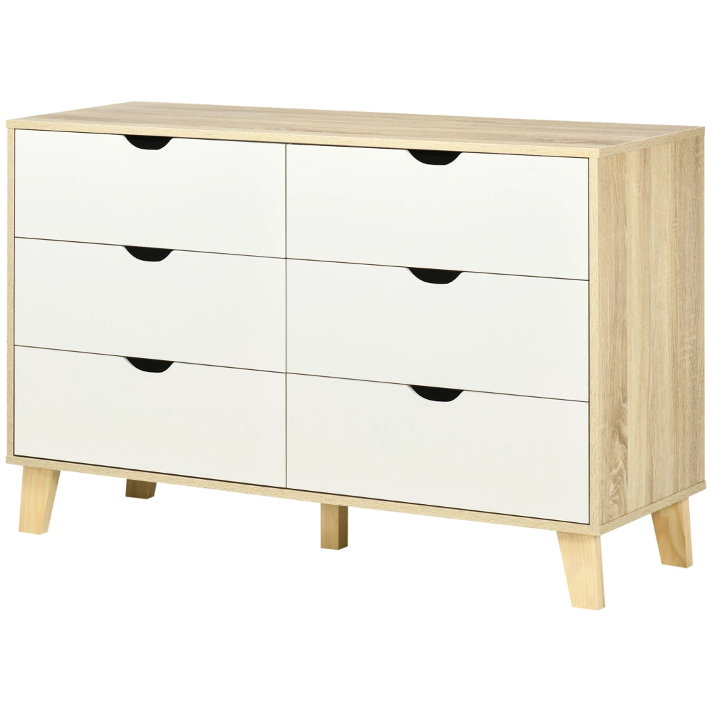Cassettiera 6 cassetti stile scandinavo ¨C Xylo ¨C legno e beige 120x40x76 cm