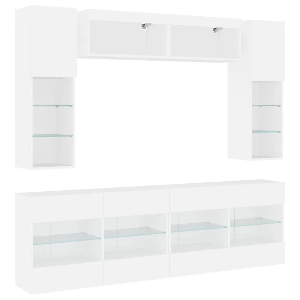 Mobile porta TV/armadio/parete attrezzata da 6 pezzi per soggiorno camera da letto o sala da pranzo con luci LED bianco (02_0025346)