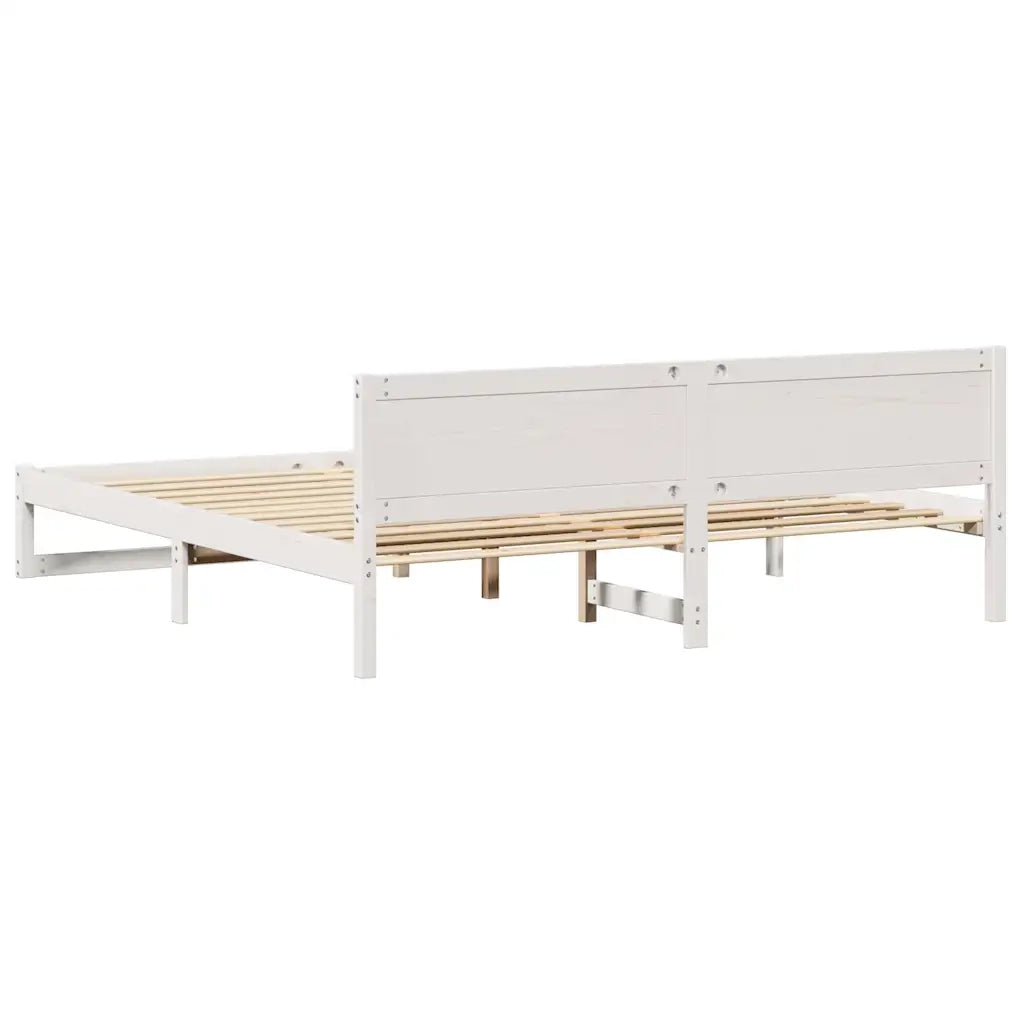 Struttura del letto-Giroletto-Rete del Letto Bianco 200 x 200 cm Pino massello 563675