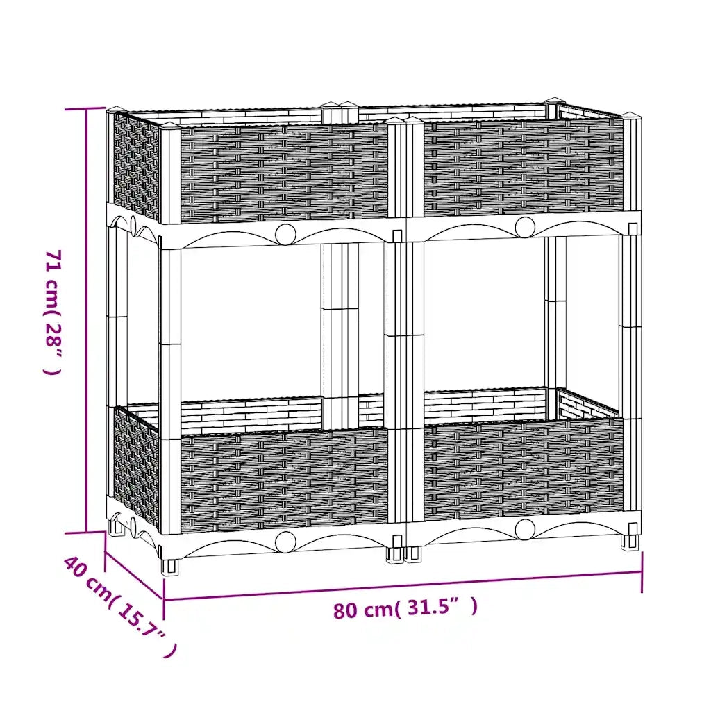 Fioriera Rialzata 80x40x71 cm in Polipropilene 310406