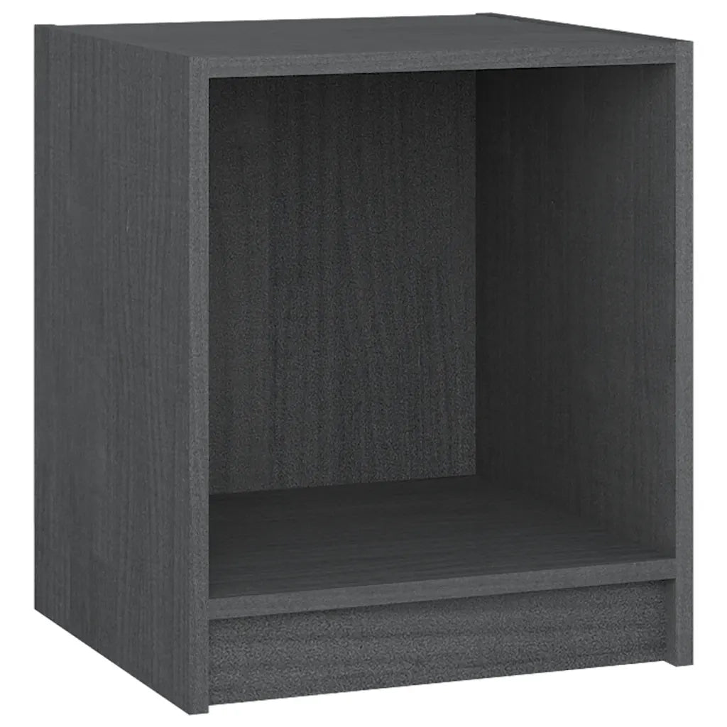 Comodini 2 pz Grigi 35,5x33,5x41,5 cm in Legno Massello di Pino 809924