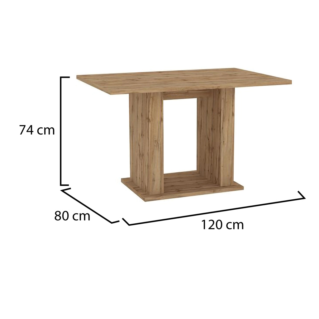 Litenane, Tavolo Fisso 6 Posti, 120x80x74h cm Marrone Rovere Nodi