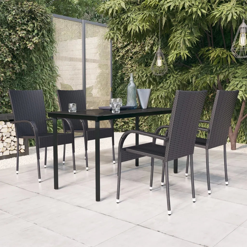 Set Mobili da Pranzo per Giardino 5 pz Nero 3099379