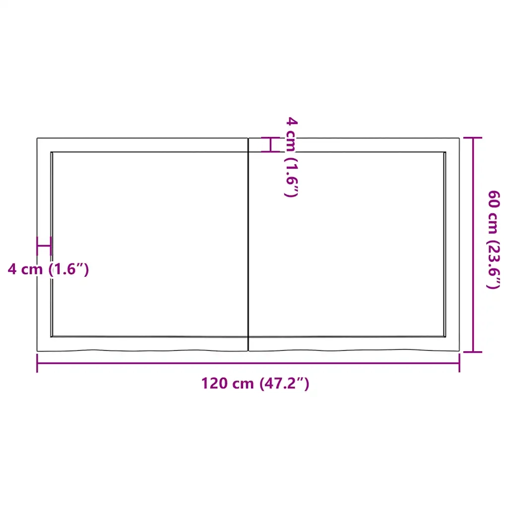 Ripiano Marrone Scuro 120x60x(2-4) cm Massello Rovere Trattato 363818