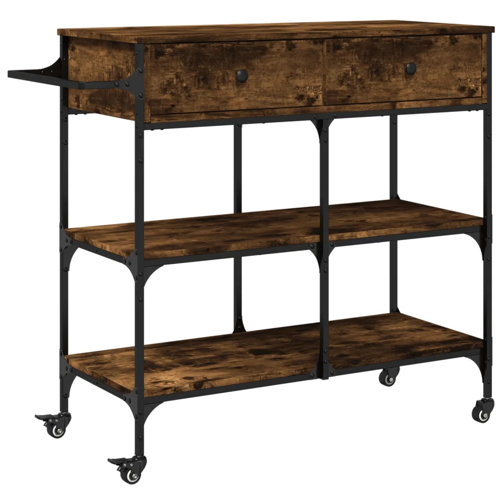 Carrello da Cucina-Scaffale per Cucina Rovere Fumo 105x42x95 cm Legno Multistrato