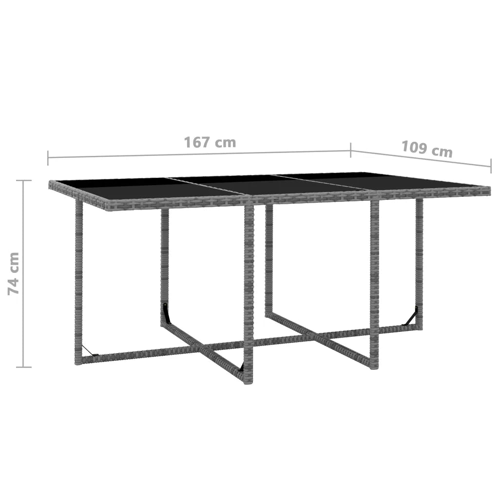 Set da Pranzo da Giardino 11 pz con Cuscini Polyrattan Grigio 46378