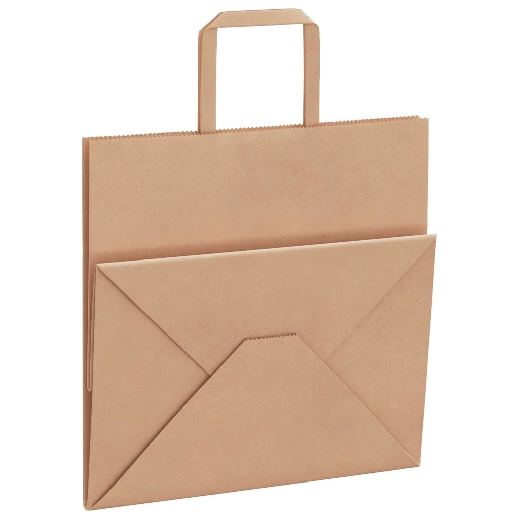 Sacchetti di Carta 250 pz con Manici Marrone 26x17x25 cm 4101815