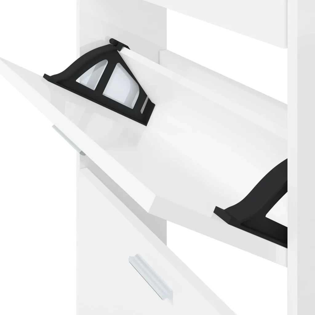 Scarpiera-Scaffale per scarpe Bianco Lucido 59x17x108 cm in Legno Multistrato