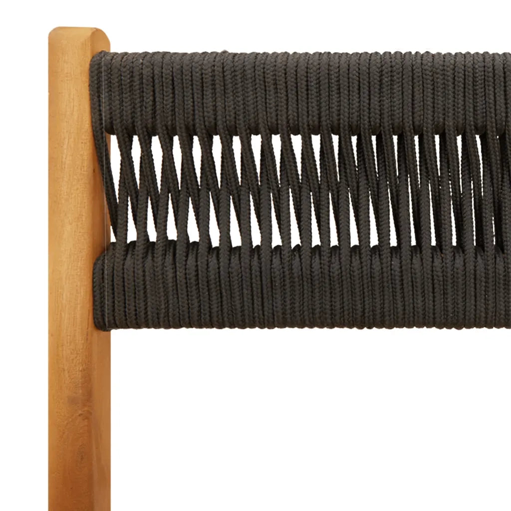 Set da Bistrot 3pz | Set Salotto da Giardino Nero in Polipropilene e Legno Massello