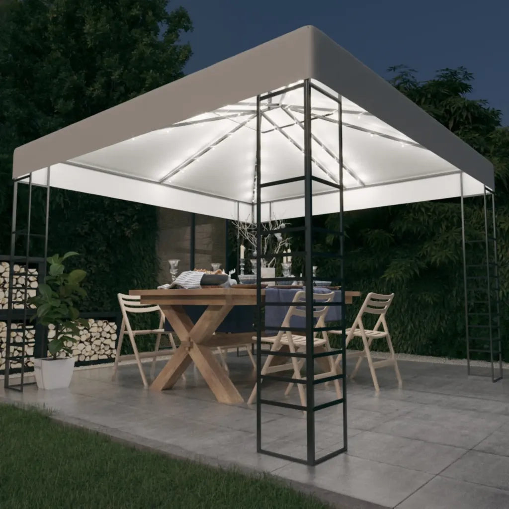 Gazebo | Pergolato da Giardino con Luci a Stringa LED 3x3 m Bianco