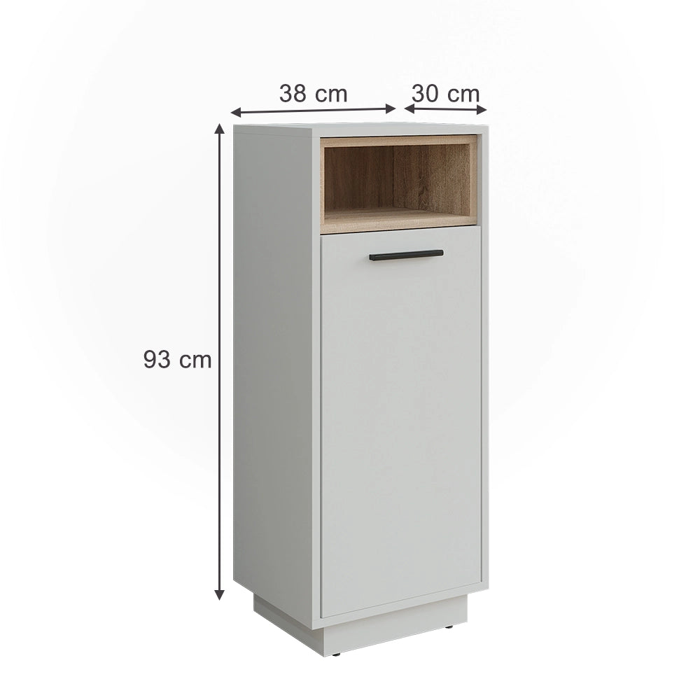 Vicco Mobiletto da bagno Bianco/Sonoma 38 x 93 cm con tasca interna rimovibile