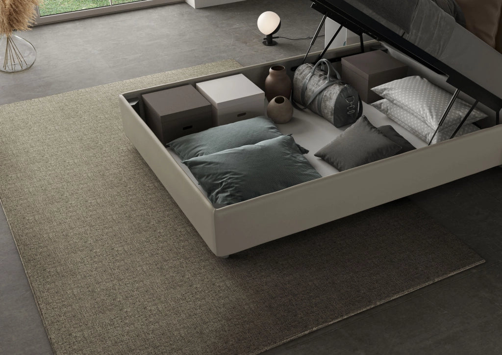BS COM Letto una piazza e mezza contenitore imbottito 120x210 similpelle cappuccino
