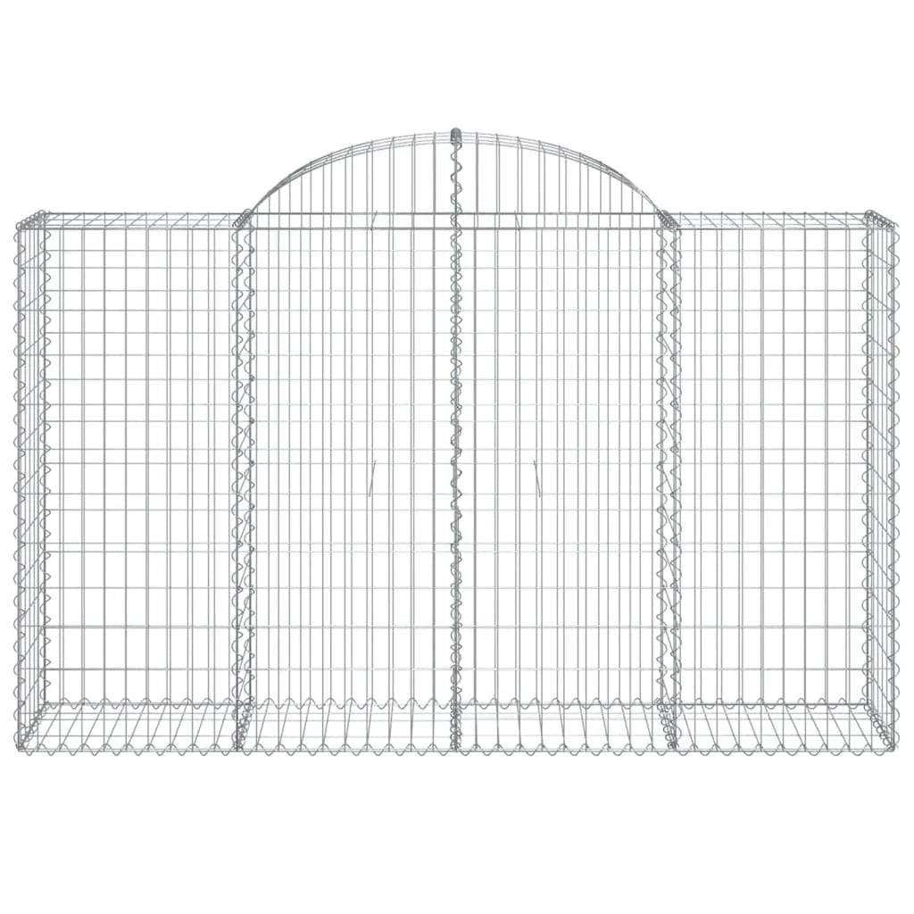 Cestini gabbioni recinzione a gabbia muro di contenimento ad arco 6 pezzi 200 x 50 x 120/140 cm ferro zincato argento 02_0040997