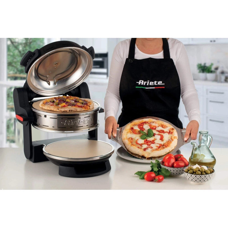 Forno pizza 2300W - 2 pizze in 4 minuti - 2 pietre refrattarie - Nero