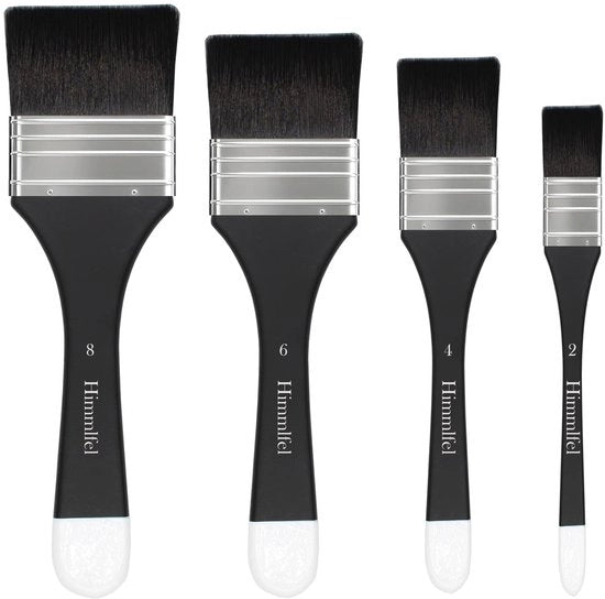 Set di pennelli piatti 4 pezzi - pennelli piatti - acrilico/aquarello/olio/gouache - artisti/ principianti - setole di alta qualità - maniglie comode - pennelli da pittura