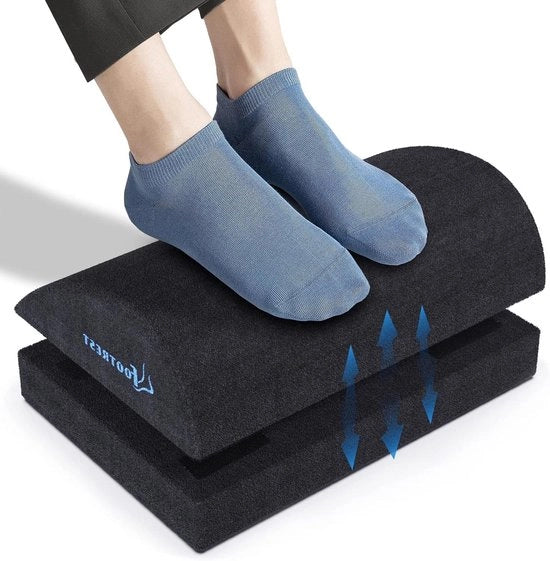 Sostegno per piedi regolabile sotto la scrivania - sostegno per piedi ergonomico con cinturino per altezza opzionale - schiuma di memoria e fondo antiscivolo per uso domestico, ufficio e viaggi in aereo.