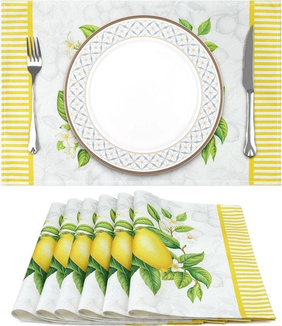 Set di tovagliette da tavola da 6 pezzi, resistenti al calore, per decorazione della tavola da pranzo (33 x 48 cm)