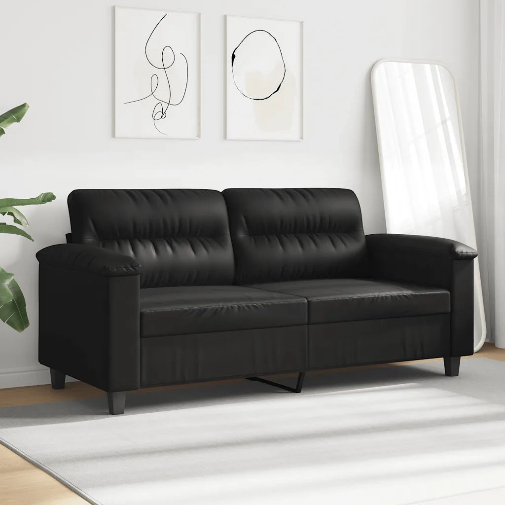 Divano a 2 Posti-Sofa 2 Posti Nero 140 cm in Tessuto Microfibra