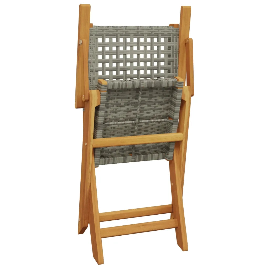 Set Pranzo da Giardino 5pz | Set Salotto da Giardino Grigio Polyrattan e Legno Massello