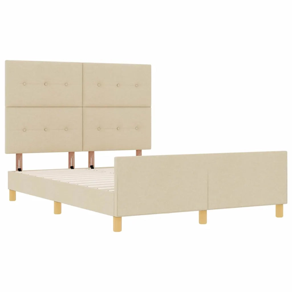 Struttura del letto con testiera Crema 160 x 200 cm Tessuto 3344744