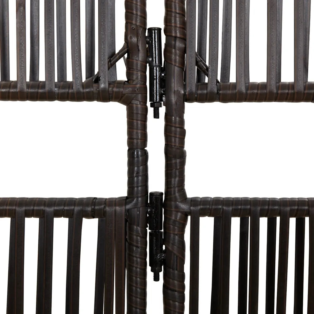 Divisorio per Ambienti | Divider per stanze | Paravento a 4 Pannelli Grigio in Polyrattan