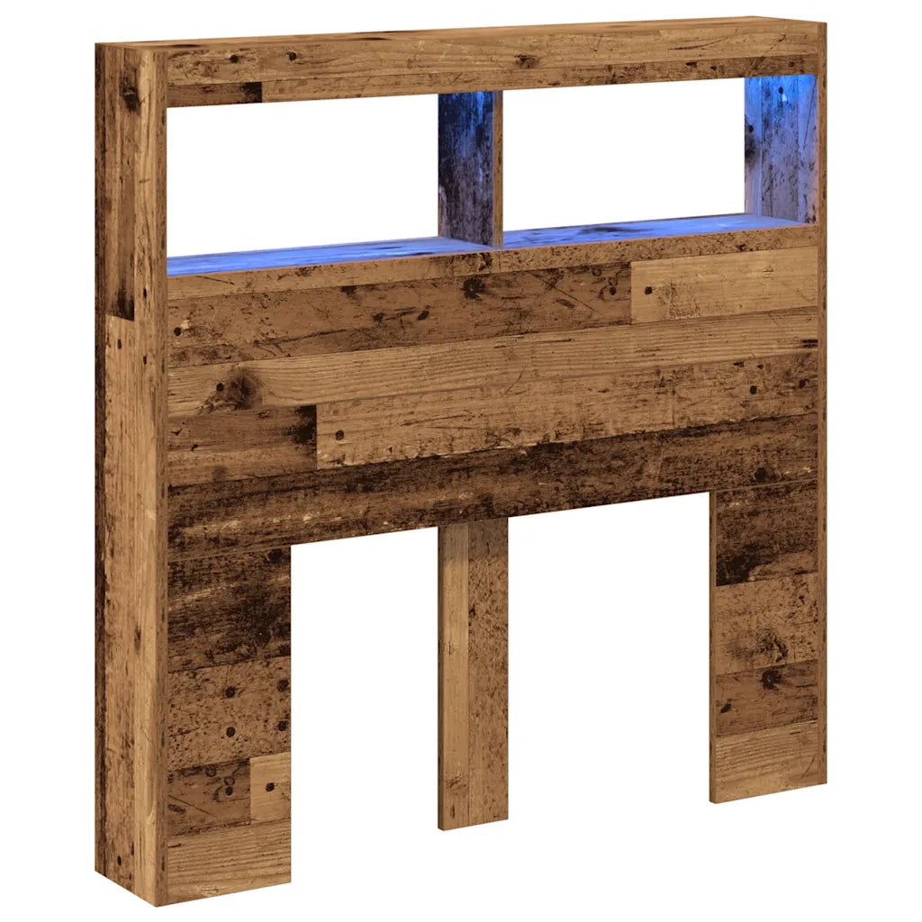 Testiera | Testata con Contenitore a LED Legno Antico 100x17x102 cm