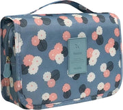 Toilette per Donna - Toilette da Appendere - Borsa per Trucco - Borsa per Lavaggio - Borsa per Cosmetici per Bambine Ragazze Donne - Blu con Fiore