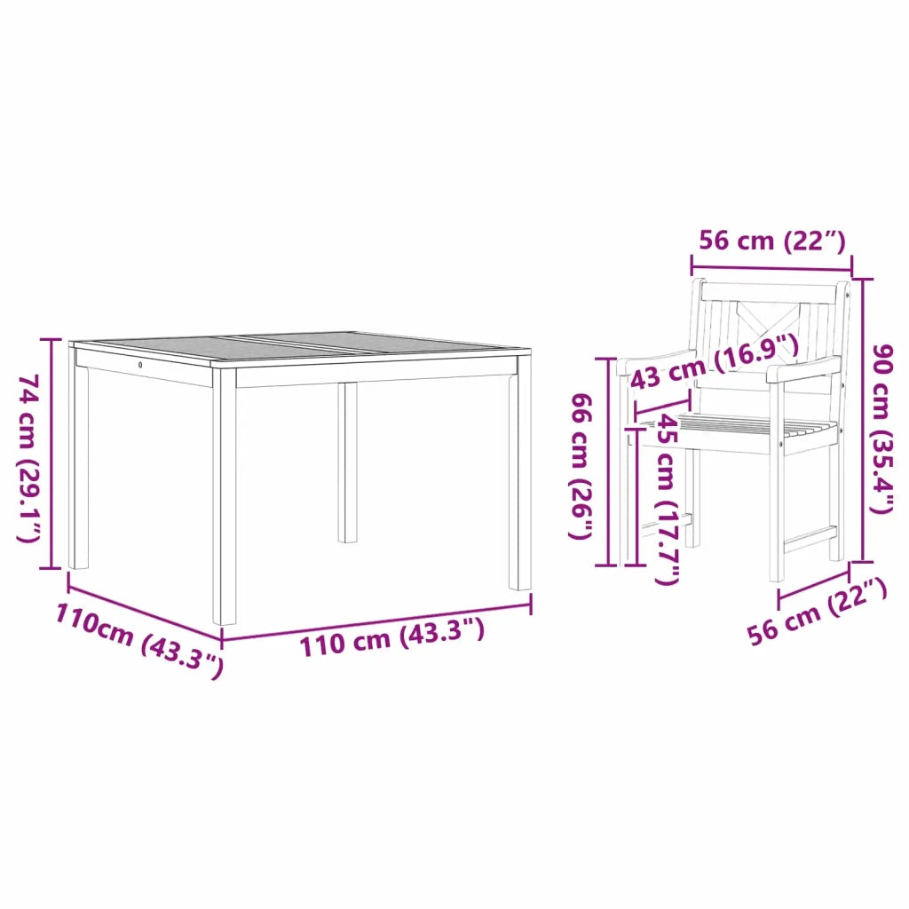 Set da Pranzo per Giardino 5 pcs Marrone 3375659