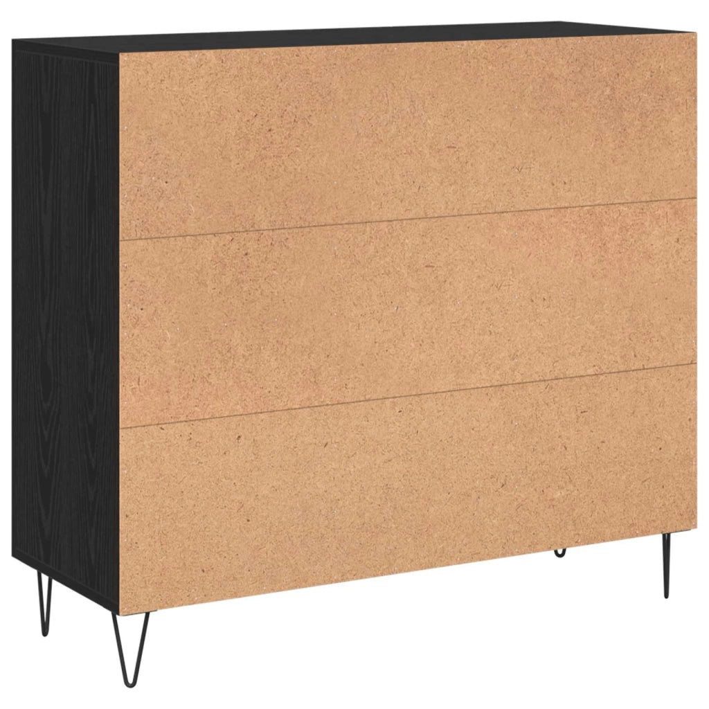 Credenza | Madia | Buffet da pranzo | Armadio da pranzo Rovere Nero 90 x 32,5 x 80 cm Legno multistrato