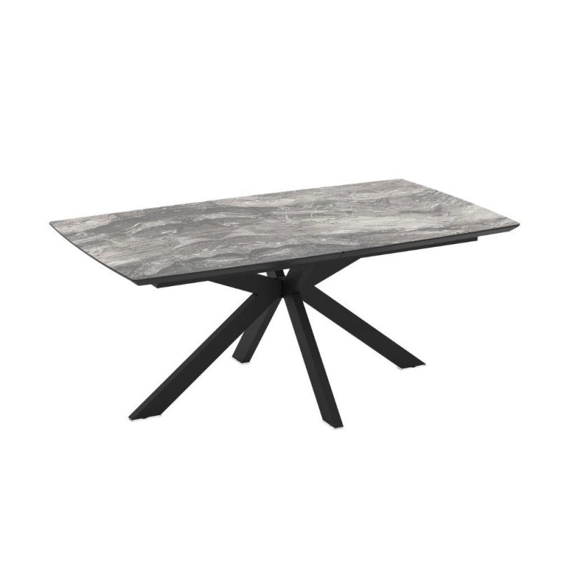 Tavolo allungabile Verano con piano colore marmo arabesque nero e gambe nere