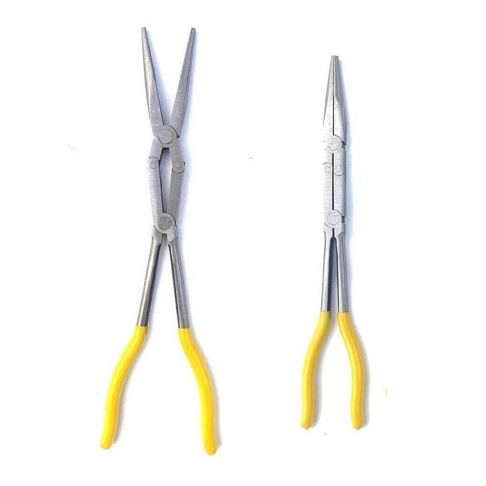 Trade Shop - Pinza Extra Lunga 340mm Becchi Lunghi Dritto A Doppio Snodo Per Valvole Molle -