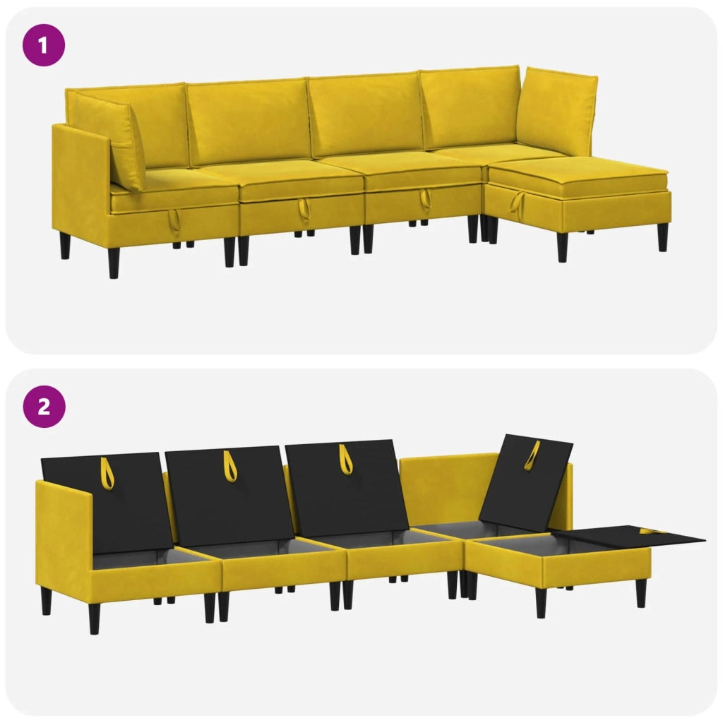 Set di mobili per il soggiorno con cuscino 5 pcs Giallo Velluto 3413761