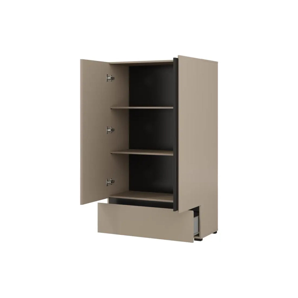 Armadio di stoccaggio HAVANA beige e nero 2 porte 1 cassetto – Eleganza discreta e salvaspazio