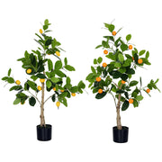 Set 2 Piante Artificiali Limone e Arancia con Vaso ¨C Minimal ¨C Alte 120cm per Interni