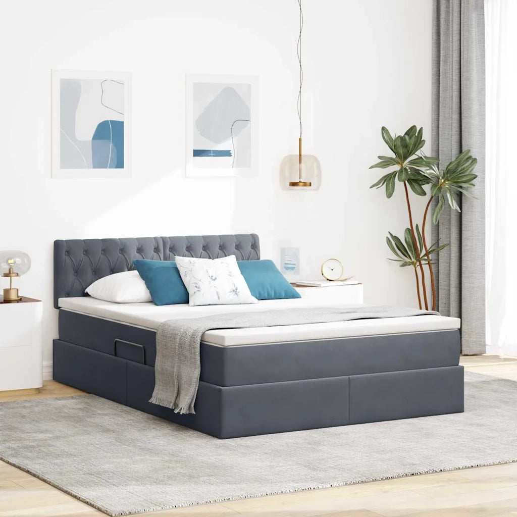 Letto con Contenitore Grigio scuro 140 x 200 cm Velluto 3370822