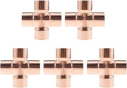 Fitting a croce a 4 vie per sanitari in acciaio inox 15mm - 5 pezzi - gas.