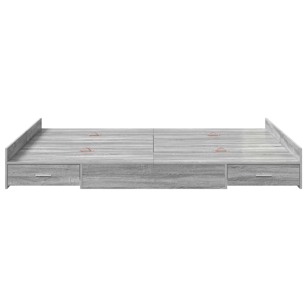 Struttura letto con contenitore-Giroletto con contenitore Grigio Sonoma 140 x 200 cm