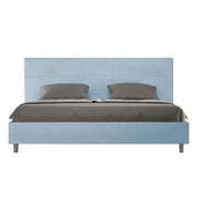 BS COM Letto matrimoniale king size con rete imbottito 200x210 microfibra azzurro