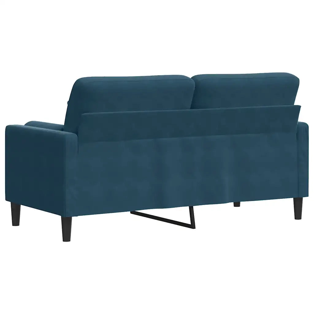 Divano a 2 Posti con Cuscini Blu 140 cm in Velluto 3278228