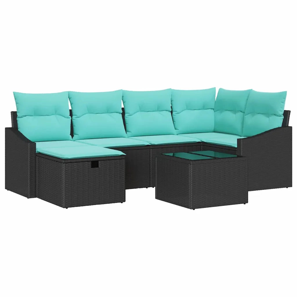 Set di divani con cuscino con archiviazione Nero polyrattan 3359295