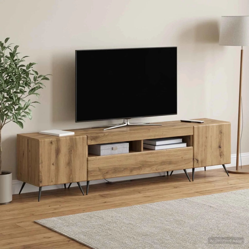 Mobile TV LED a 5 pezzi Rovere Artigianale Legno ingegnerizzato 3416932