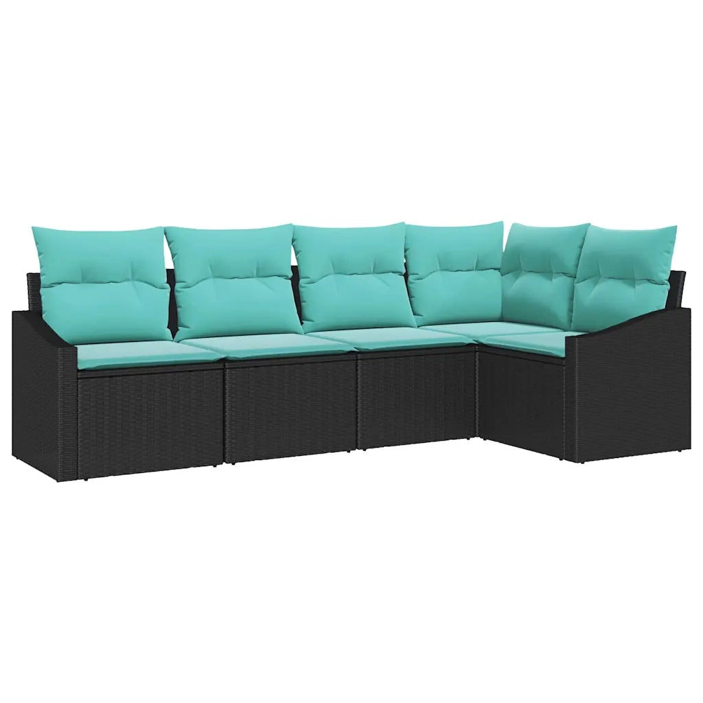 Set di divani con cuscino 5 pcs Nero polyrattan 3346726