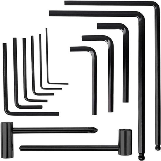 Set di Chiavi per Chitarra - 13 pezzi - Chiave per Rodino Truss Esteso - Box a Chiave a 6 facce - 4mm 5mm 7mm 8mm - Chitarre Elettriche/Acustiche - Nero