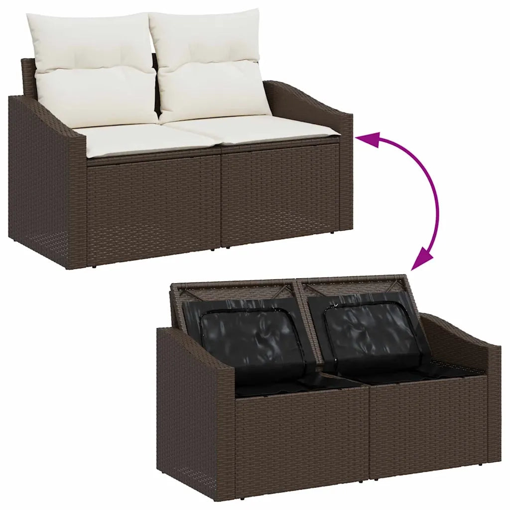 Set da Pranzo per Giardino con cuscino 6 pcs Marrone e Crema 3355497