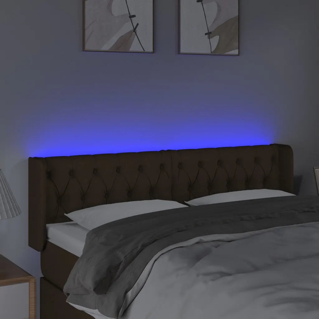 Testiera a LED Marrone Scuro 163x16x78/88 cm in Tessuto 3123581