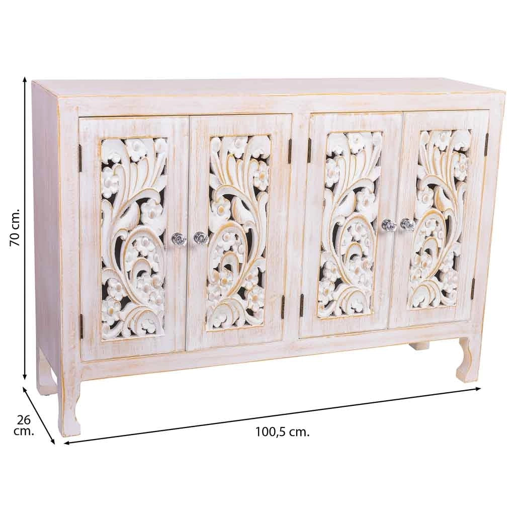 Credenza in legno con 4 ante 100,5x26x70h cm